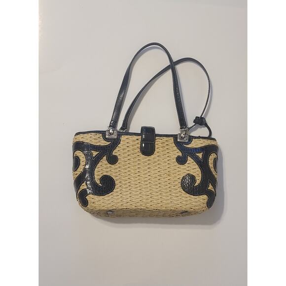 Brighton straw & Leather purse handbag In Excellent Condition - Picture 2 of 8